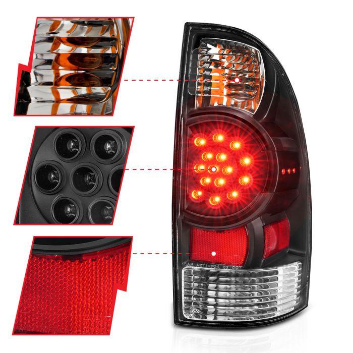 Anzo LED Tail Lights Black For Tacoma (2005-2015)