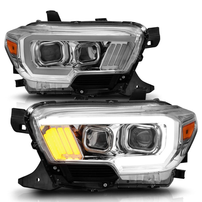 Anzo Projector Plank Style Headlights Chrome For Tacoma (2016-2023)