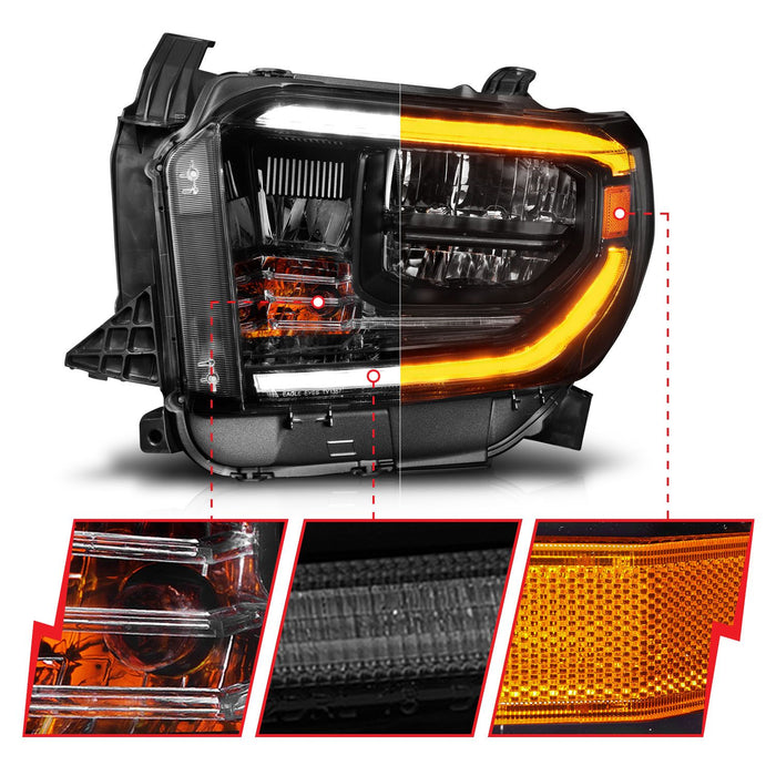 Anzo LED Crystal Switchback Plank Black Headlights For Tundra (2014-2021)